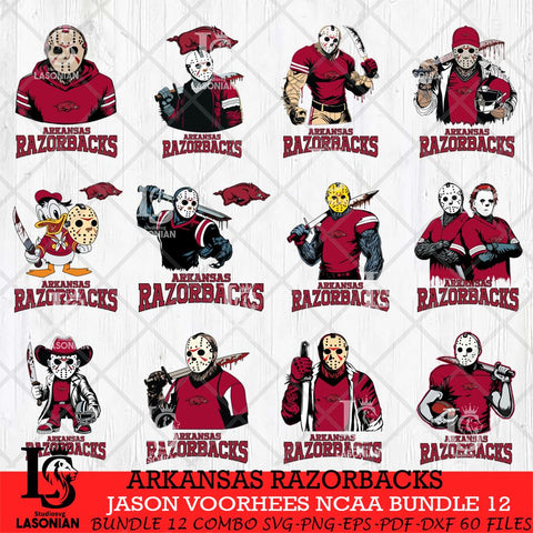 Arkansas Razorbacks Jason Voorhees NCAA Bundle 12 SVG Svg Eps Dxf Png File, Digital Download
