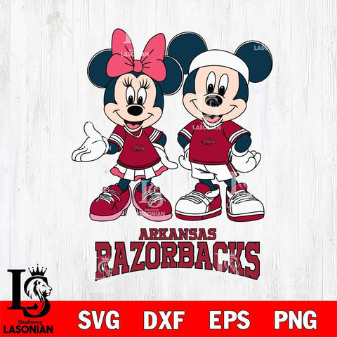 Arkansas Razorbacks Mickey And Minnie Football Svg Eps Dxf Png File, NCAA svg , Digital Download , Instant Download, Cricut File