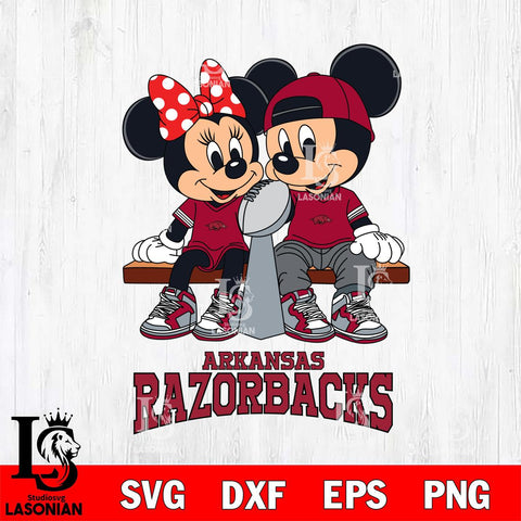Arkansas Razorbacks Mickey And Minnie Football Champions Svg Eps Dxf Png File, NCAA svg , Digital Download , Instant Download, Cricut File