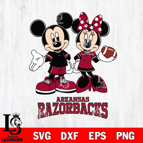 Arkansas Razorbacks Mickey Minnie Football Svg Eps Dxf Png File, NCAA svg , Digital Download , Instant Download, Cricut File