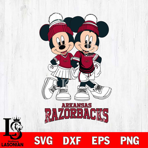 Arkansas Razorbacks Mickey Minnie Valentine Football Svg Eps Dxf Png File, NCAA svg , Digital Download , Instant Download, Cricut File
