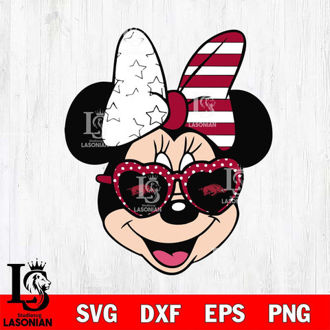 Arkansas Razorbacks Minnie Mouse Love Svg Eps Dxf Png File, NCAA svg, Digital Download, Instant Download