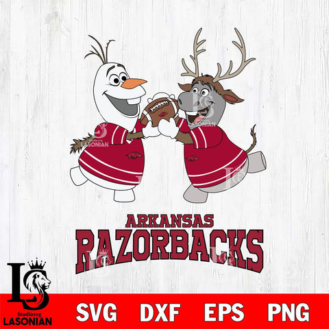 Arkansas Razorbacks Olaf & Sven Football Cricut,Christmas SVG DXF EPS PNG FILE, NCAA Digital Download,Instant Download, Silhouette