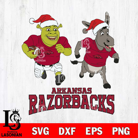 Arkansas Razorbacks Shrek and Donkey Football Cricut,Christmas SVG DXF EPS PNG FILE, NCAA Digital Download,Instant Download, Silhouette