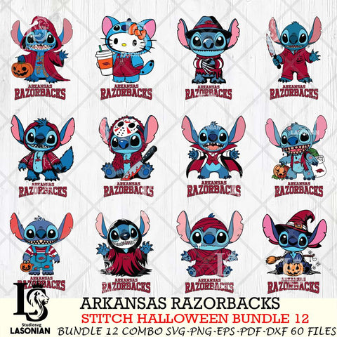 Arkansas Razorbacks Stitch Horror Bundle 12 SVG Svg Eps Dxf Png File, NCAA svg, Digital Download, Instant Download