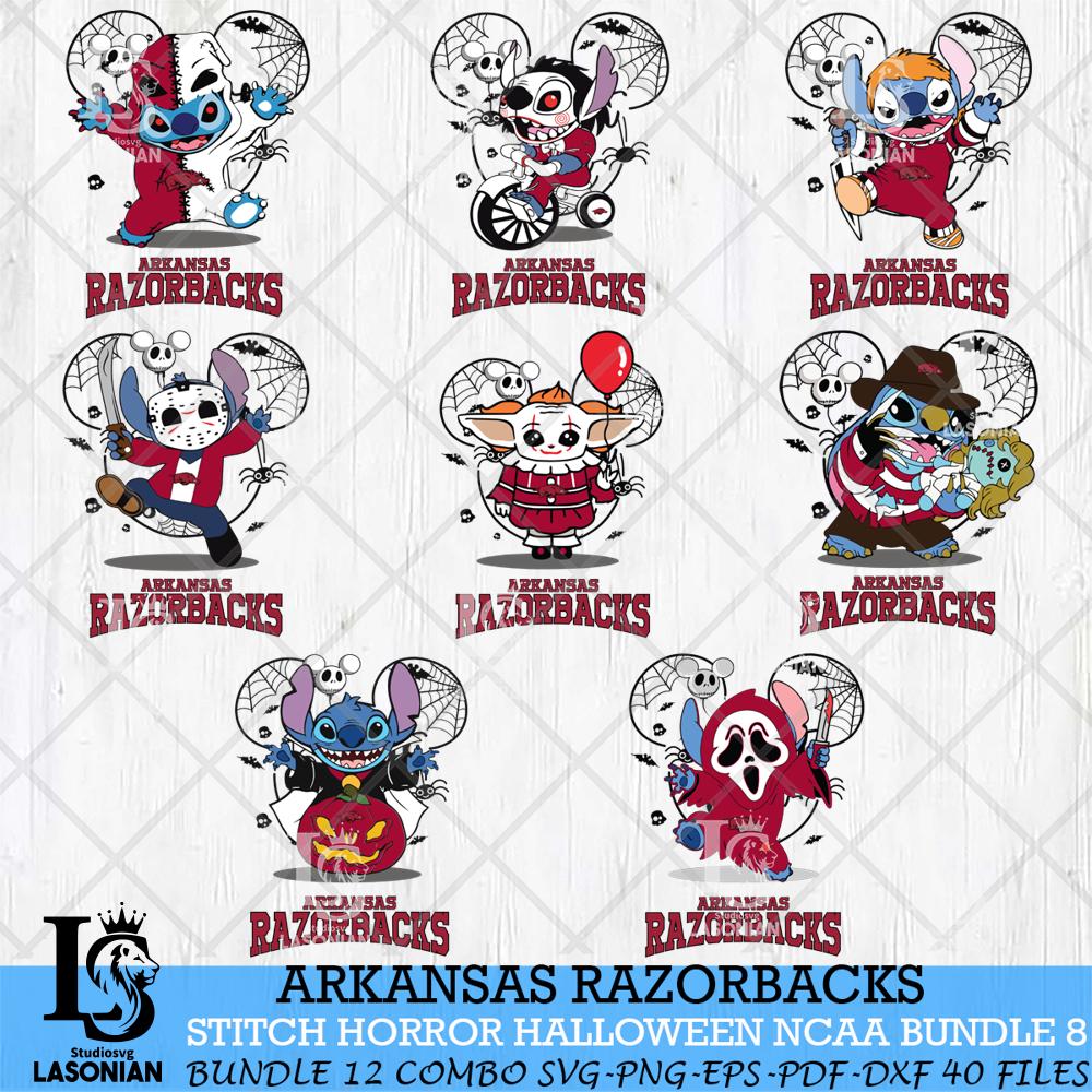 Arkansas Razorbacks Stitch Horror Halloween Bundle NCAA – lasoniansvg