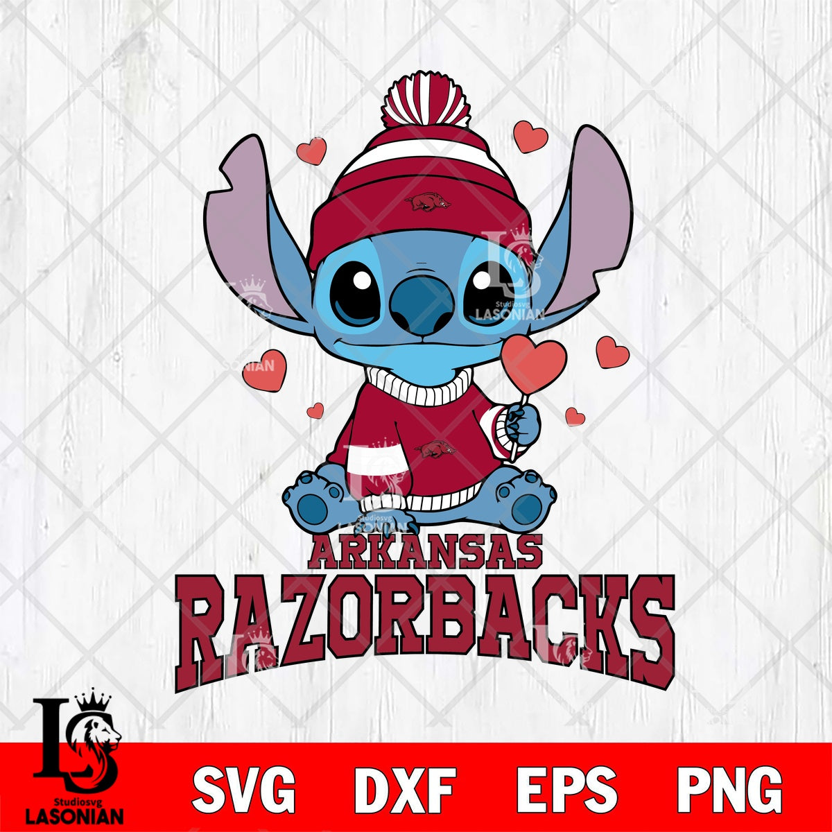 Arkansas Razorbacks Stitch Valentine Holding Heart File cut , Football ...