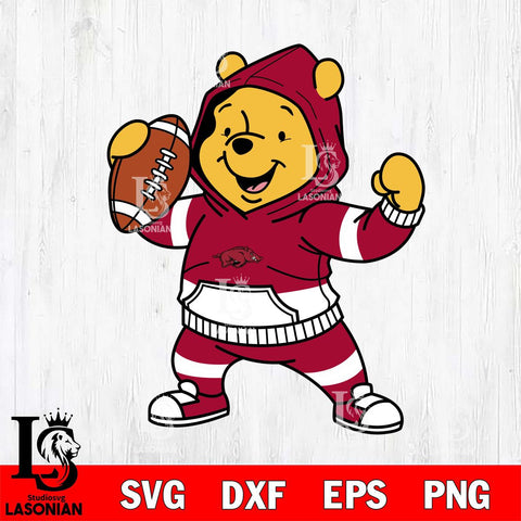 Arkansas Razorbacks Winnie The Pooh Disney Football Christmas File Cut, NCAA SVG DXF EPS PNG FILE, Digital Download , Criucut , Silhouette