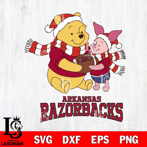 Arkansas Razorbacks Winnie the Pooh & Piglet Football Cricut,Christmas SVG DXF EPS PNG FILE, NCAA Digital Download,Instant Download, Silhouette