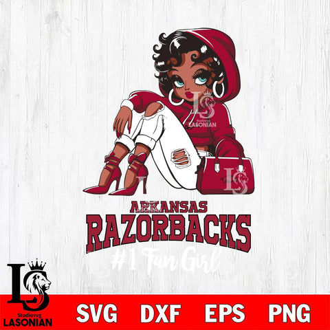 Arkansas Razorbacks #1 beauty Black Fan Girl, Svg Eps Dxf Png File, Digital Download