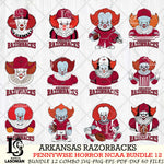 Arkansas Razorbacks  Pennywise Horror NCAA Bundle 12 SVG Svg Eps Dxf Png File, Digital Download