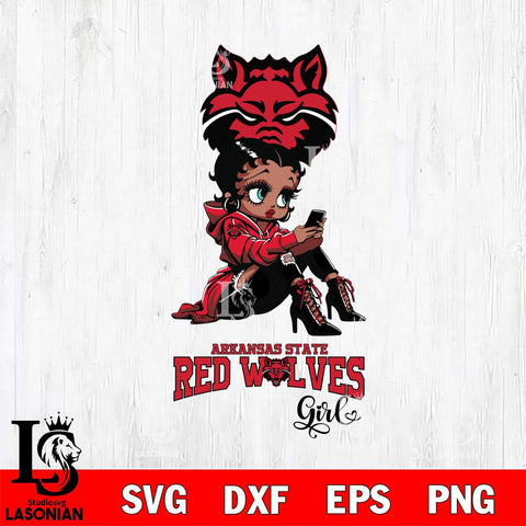 Arkansas State Red Wolves Beauty Black Fan Girl Football, Svg Eps Dxf Png File, Digital Download