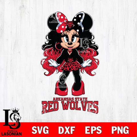 Arkansas State Red Wolves Beauty Minnie Mouse Svg Eps Dxf Png File, Digital Download, Instant Download