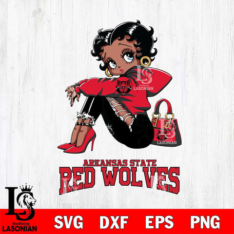 Arkansas State Red Wolves Betty Boop Black Fan Girl Svg Eps Dxf Png File, Digital Download, Instant Download