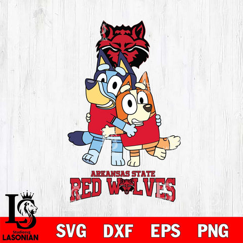 Arkansas State Red Wolves Bluey & Bingo 3 Svg Eps Dxf Png File, NCAA svg, Digital Download, Instant Download