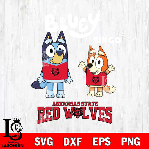 Arkansas State Red Wolves Bluey & Bingo 4 Svg Eps Dxf Png File, NCAA svg, Digital Download, Instant Download