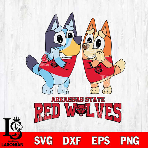 Arkansas State Red Wolves Bluey & Bingo 5 Svg Eps Dxf Png File, NCAA svg, Digital Download, Instant Download