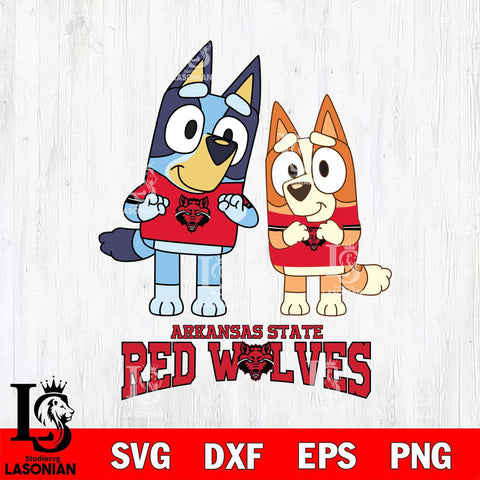 Arkansas State Red Wolves Bluey & Bingo 6 Svg Eps Dxf Png File, NCAA svg, Digital Download, Instant Download