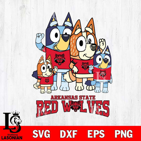 Arkansas State Red Wolves Bluey & Bingo 7 Svg Eps Dxf Png File, NCAA svg, Digital Download, Instant Download