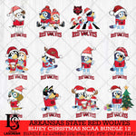 Arkansas State Red Wolves Bluey Christmas NCAA Bundle 12 Cricut File Cut Files , Bluey Cricut , Christmas Svg , Bluey svg , Digital Download, dxf eps png pdf file