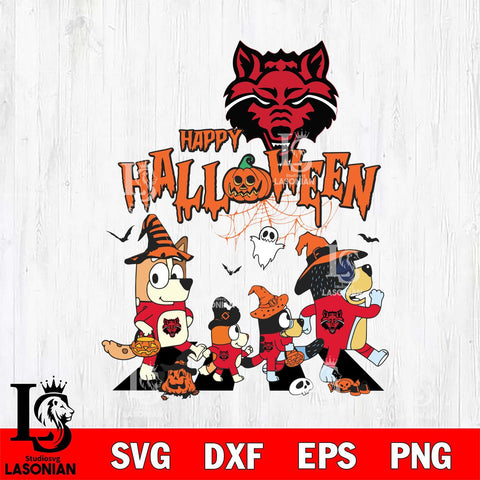 Arkansas State Red Wolves Bluey Halloween Family Svg Eps Dxf Png File, Digital Download, Instant Download