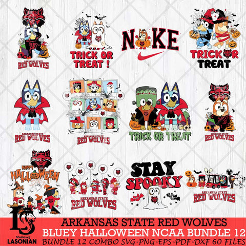 Arkansas State Red Wolves Bluey Halloween NCAA 12 SVG Eps Dxf Png File, Bundle NCAA svg, Digital Download, Instant Download