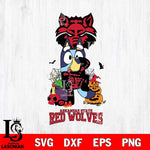 Arkansas State Red Wolves Bluey Halloween NCAA 2 Svg Eps Dxf Png File, Digital Download, Instant Download