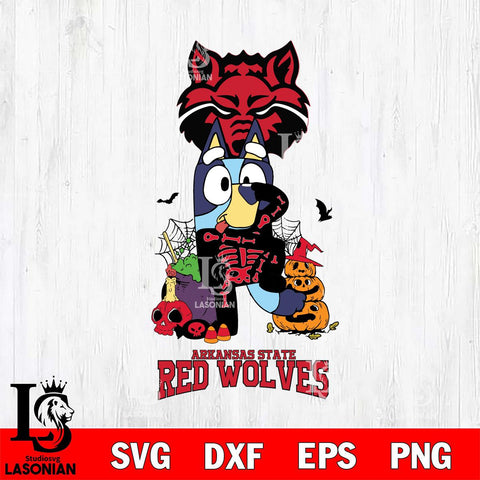Arkansas State Red Wolves Bluey Halloween NCAA 2 Svg Eps Dxf Png File, Digital Download, Instant Download
