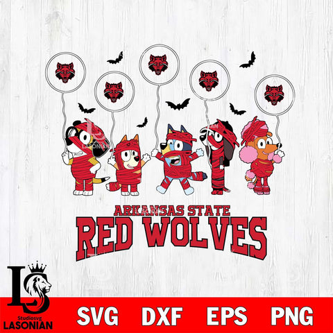 Arkansas State Red Wolves Bluey Halloween Spooky Svg Eps Dxf Png File, Digital Download, Instant Download