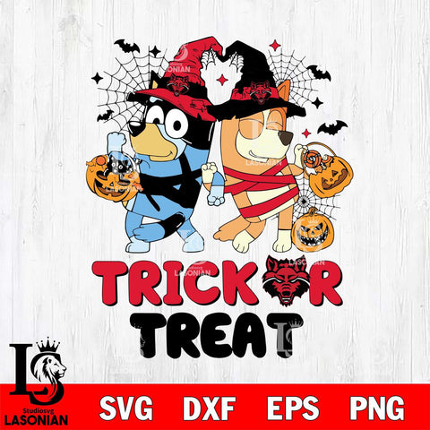 Arkansas State Red Wolves Bluey Trick or Treat Halloween 2 Svg Eps Dxf Png File, Digital Download, Instant Download
