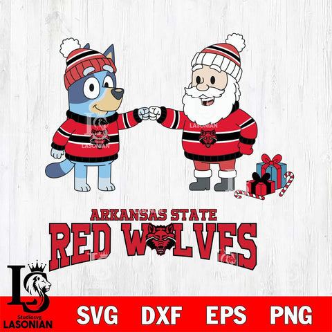 Arkansas State Red Wolves Bluey With Satan Christmas File Cut, NCAA SVG DXF EPS PNG FILE, Digital Download,Instant Download, Silhouette