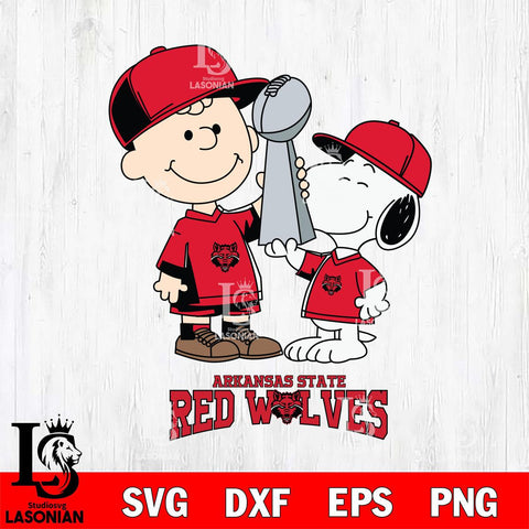 Arkansas State Red Wolves Charlie Brown and Snoopy Champions Svg Eps Dxf Png File, NCAA svg , Digital Download , Instant Download, Cricut File