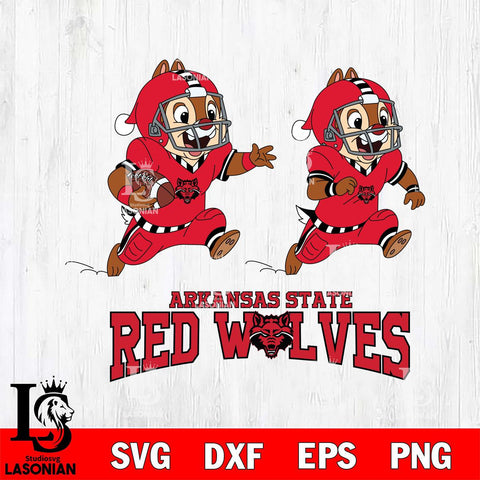 Arkansas State Red Wolves Chip & Dale Football Cricut,Christmas SVG DXF EPS PNG FILE, NCAA Digital Download,Instant Download, Silhouette