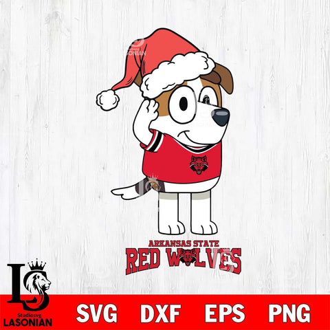 Arkansas State Red Wolves Christmas Bluey Jack Sport Cut Files,Bluey Cricut,Christmas Svg , Bluey svg , Digital Download, dxf eps png pdf file