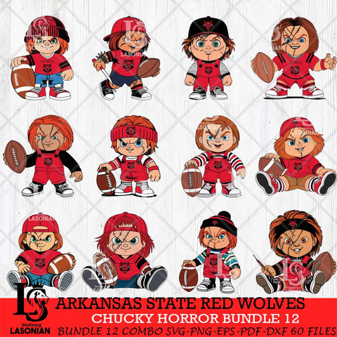 Arkansas State Red Wolves Chucky Horror Bundle 12 SVG Eps Dxf Png File, Bundle NCAA svg, Digital Download, Instant Download