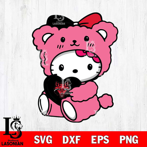 Arkansas State Red Wolves Cute Hello Kitty 3 Svg Eps Dxf Png File, Digital Download, Instant Download