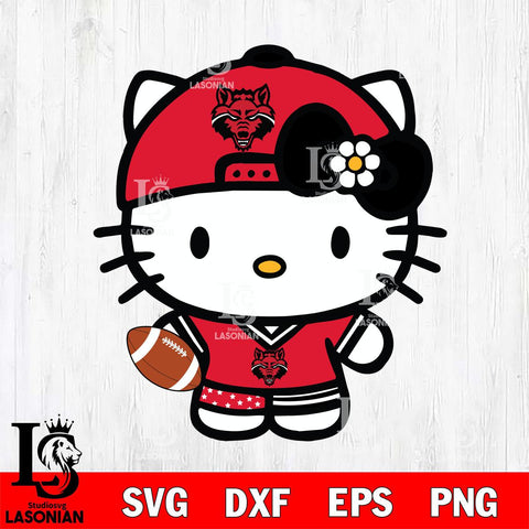 Arkansas State Red Wolves Cute Hello Kitty Football 10 Svg Eps Dxf Png File, NCAA svg, Digital Download, Instant Download
