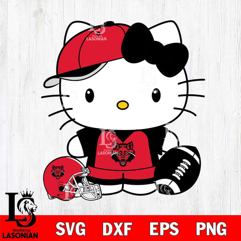Arkansas State Red Wolves Cute Hello Kitty Football 4 Svg Eps Dxf Png File, NCAA svg, Digital Download, Instant Download