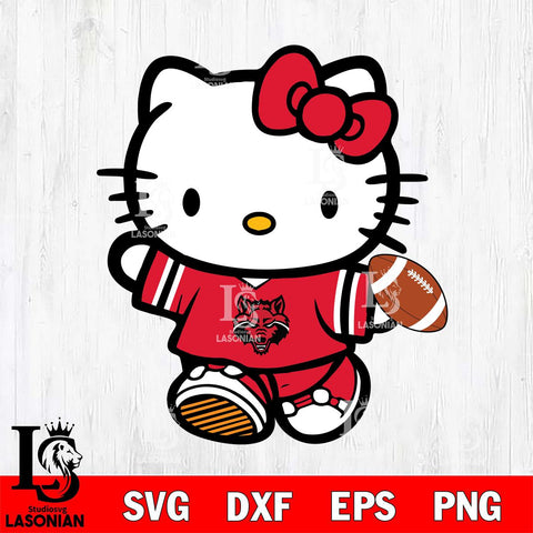 Arkansas State Red Wolves Cute Hello Kitty Football 7 Svg Eps Dxf Png File, NCAA svg, Digital Download, Instant Download
