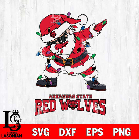 Arkansas State Red Wolves Dabbing Santa Claus Ugly Christmas Svg dxf eps png pdf file,NCAA svg,Digital Download,Cricut file