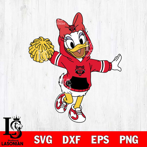 Arkansas State Red Wolves Daisy Duck Cheerleader Christmas File Cut, NCAA SVG DXF EPS PNG FILE, Digital Download , Criucut , Silhouette