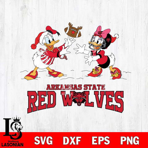 Arkansas State Red Wolves Donald Duck & Daisy Duck Football Cricut,Christmas SVG DXF EPS PNG FILE, NCAA Digital Download,Instant Download, Silhouette
