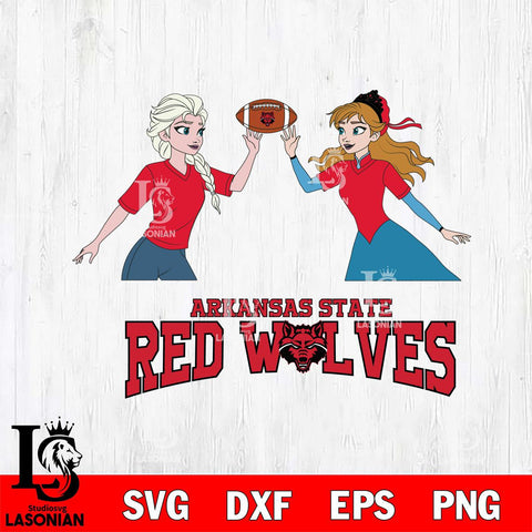 Arkansas State Red Wolves Elsa & Anna Football Cricut,Christmas SVG DXF EPS PNG FILE, NCAA Digital Download,Instant Download, Silhouette