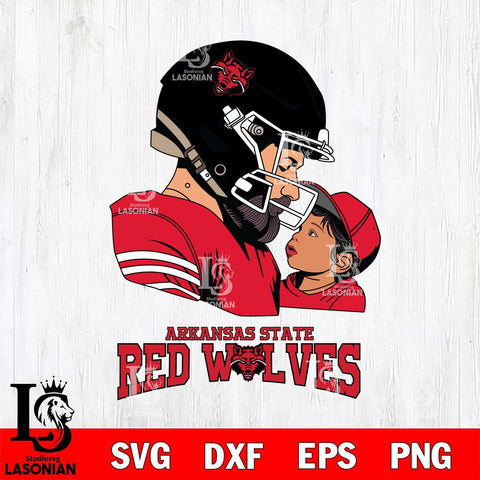 Arkansas State Red Wolves Father And Child Rugby SVG DXF EPS PNG FILE,NCAA SVG, Father day Digital Download,Instant Download, Silhouette