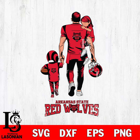 Arkansas State Red Wolves Father And Son Football SVG DXF EPS PNG FILE,NCAA SVG, Father day Digital Download,Instant Download, Silhouette