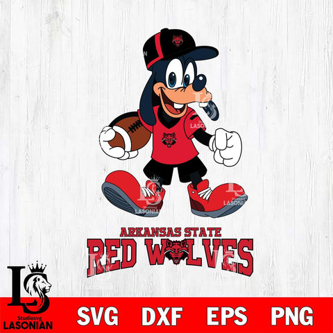 Arkansas State Red Wolves Goofy Football Player SVG DXF EPS PNG FILE,NCAA svg ,Football Digital Download,Instant Download, Silhouette