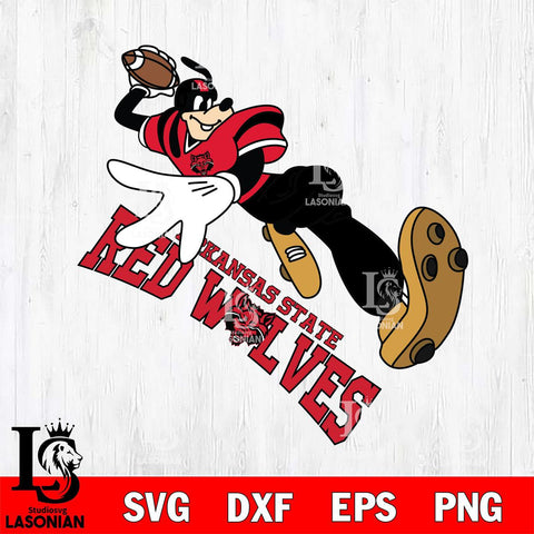 Arkansas State Red Wolves Goofy rugby player SVG DXF EPS PNG FILE,NCAA svg ,Football Digital Download,Instant Download, Silhouette