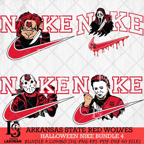 Arkansas State Red Wolves Halloween Nike NCAA Bundle 4 Svg Eps Dxf Png File, Digital Download, Instant Download