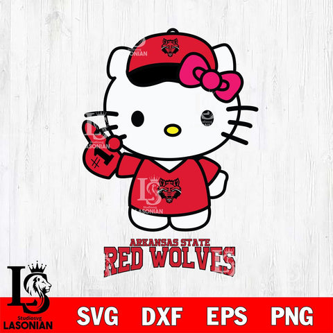 Arkansas State Red Wolves Hello Kitty Best Fan Svg Eps Dxf Png File, Digital Download, Instant Download