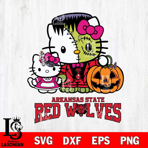 Arkansas State Red Wolves Hello Kitty Horror 10 Svg Eps Dxf Png File, Digital Download